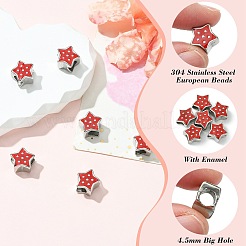 6 шт. европейские бусины из нержавеющей стали 304&nbsp;STAS-CJ0002-59