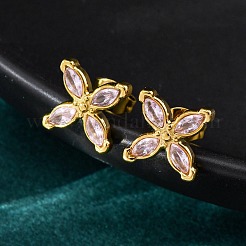 Pendientes de botón de acero inoxidable 304&nbsp;X-EJEW-C135-01G-04