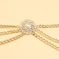 Aluminium und Legierung Kristall Strass Sonne mit Kunstperle 3 Lagen Taillenketten&nbsp;FS-WG9586B-01