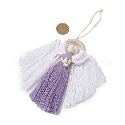 Подвеска в виде ангела из дерева и хлопковых нитей&nbsp;HJEW-JM02406-03