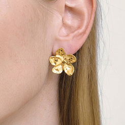 Ohrstecker mit Blumenmuster aus strukturiertem Edelstahl 304 für Damen&nbsp;QT8325-1
