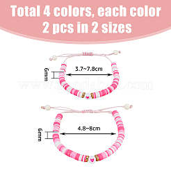 4 набор из 4-х цветных браслетов из полимерной глины Heishi Surfer с плетеными бусинами&nbsp;BJEW-FI0001-68