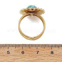 Cabochon di larimar naturale e anelli aperti in acciaio inossidabile per bracciale.&nbsp;RJEW-JR01090-01