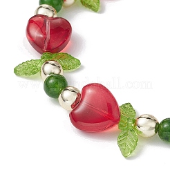 Эластичный браслет из натурального тайваньского нефрита и акрила&nbsp;BJEW-JB09908-01