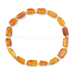 Эластичные браслеты из натурального янтаря и латунных бусин для женщин и мужчин&nbsp;BJEW-JB13496