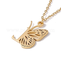 Lettre initiale avec collier pendentif papillon&nbsp;NJEW-C026-01G-L