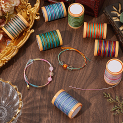 8 рулон 8-х цветного 12-слойного полиэфирного шнура&nbsp;DIY-SP0003-80C