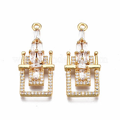 Латунные микропаве прозрачные подвески с фианитом&nbsp;KK-T063-81G-NF