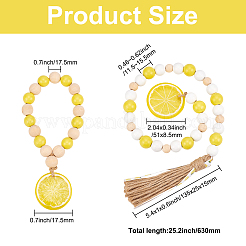 2шт. гирлянда из деревянных бусин лимонного цвета в двух стилях с кисточкой из джута в деревенском стиле&nbsp;HJEW-GF0001-26