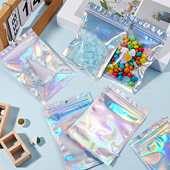 100 шт. прямоугольные пластиковые блестящие голографические пакеты с застежкой-молнией&nbsp;OPP-SP0001-03B