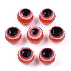 Rondes perles de résine de mauvais œil&nbsp;RESI-R159-10mm-05