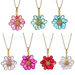 7 шт. 7-цветные цветочные подвески из стеклянных бусин ручной работы&nbsp;NJEW-MZ00096