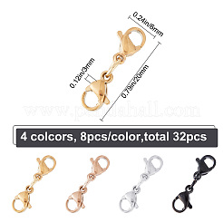 32 Stück 4 Farben 304 Edelstahl Doppelkarabinerverschlüsse&nbsp;STAS-CP0001-03