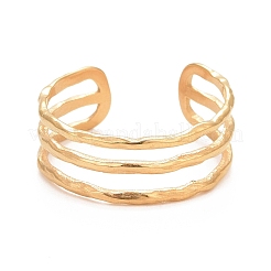 Anillo de puño abierto de triple línea de acero inoxidable 304 con revestimiento iónico (IP) para mujer&nbsp;LS-RJEW-C025-12G