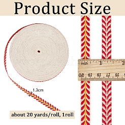 20 ярд ленты из полиэстера с вышивкой в этническом стиле и листьями&nbsp;OCOR-WH0070-109B