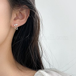 925 стерлингового серебра серьги стержня&nbsp;LS-EJEW-Q030-06S