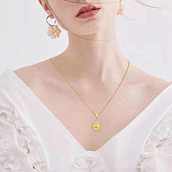 304 нержавеющая сталь солнце подвеска коробка цепи ожерелья для женщин мужчин&nbsp;NJEW-YW00002-01