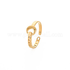 Anillo abierto de luna de acero inoxidable 304 con revestimiento iónico (IP) para mujer&nbsp;RJEW-S405-235G