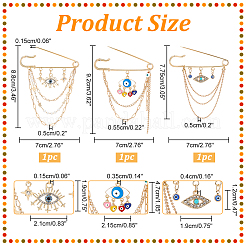 6 шт. 3 набора брошей в форме злого глаза из сплава&nbsp;JEWB-NB0001-21G