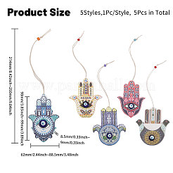 5 pièce de 5 grands pendentifs décoratifs en bois de style&nbsp;HJEW-CA0001-69