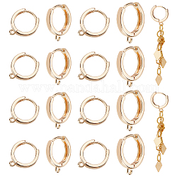 ARRICRAFT 20Pcs 2 Style Brass Hoop Earring Findings, with Horizontal Loops, Real 18K Gold Plated, 15~15.5x12~13.5x2~2.5mm, Hole: 1.4~1.6mm, Pin: 0.8mm, 10Pcs/size
