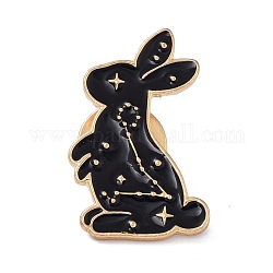 Кролик эмалевый штифт, милая брошь из сплава животных с эмалью для рюкзака, одежды, золотой свет, чёрные, 26x17x10.5 мм