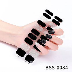 Adesivi per unghie con copertura completa per nail art, autoadesiva, per le decorazioni delle punte delle unghie, nero, 17.5x7.3x0.9cm, 20pcs / scheda