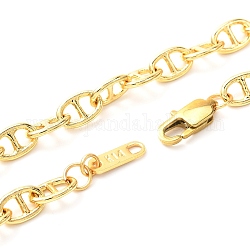 Латунные ожерелья из звеньев морской пехоты, с 304 нержавеющей стали застежки, реальный 18k позолоченный, 16.45 дюйм (41.8 см)