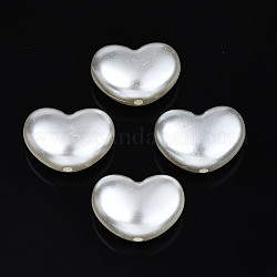 ABS Plastic Imitation Pearl Beads, Heart, Creamy White, 15.5x21x9.5mm, Hole: 2mm, about 266pcs/500g