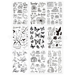 Globleland 9 Sheets 9 Style PVC Plastic Stamps, for DIY Scrapbooking, Photo Album Decorative, Cards Making, Stamp Sheets, Animal Pattern, 16x11x0.3cm, 1 sheet/style