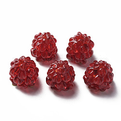 Perles vernissées manuelles, framboise, rouge foncé, 15~16x13~14mm