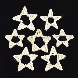 Anelli di maglia intrecciati a mano canna / rattan, per fare orecchini di paglia e collane, candeggiare, stella, beige, 45~60x49~61x4~6mm, diametro interno: 12~23mm