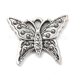 Pendente in lega stile tibetano, farfalla, argento antico, 20x24.5x2.5mm, Foro: 2 mm, circa 196pcs/500g