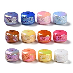 Uv perles acryliques de placage, couleur ab , plat rond, couleur mixte, 12.5x18mm, Trou: 3mm