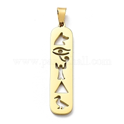 304 Stainless Steel Pendants, Rectangle Charm, Golden, 33.5x7.5x1.4mm, Hole: 5.5x3mm