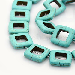 Synthetic Turquoise Beads Strands, Dyed, Square, Sold by KG, Turquoise, 20x20x5mm, Hole: 1mm, about 21pcs/strand, 16.5 inch