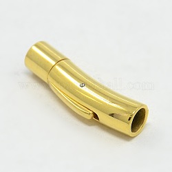 304ステンレススチール製バヨネットクラスプ  イオンプレーティング（ip）  コラム  ゴールドカラー  27~27.3x5~6x6mm  穴：3mm