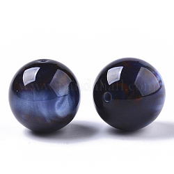 Abalorios de resina, de piedras preciosas de imitación, redondo, azul medianoche, 20mm, agujero: 2 mm