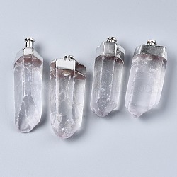 Натуральные кристаллы кварца, с железной фурнитурой, самородки, с покрытием платиным, 65~68x23~29x16~23 мм