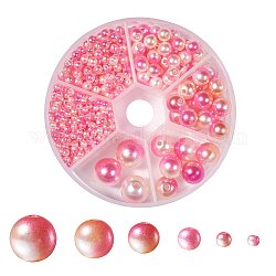 Perles en plastique imitation perles arc-en-abs, perles de sirène gradient, ronde, rose chaud, 3mm / 4mm / 6mm / 8mm / 10mm / 12mm, Trou: 1~2mm, 564 pcs / boîte