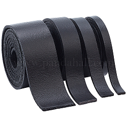 GORGECRAFT 4 Sizes Black Flat Genuine Leather Strap Jewelry Cord Roll Total 126 Inch Long Full Grain Leather Braiding String Strip 6mm 10mm 0.6 Inch 1 Inch Wide for Shoe Lace Belts Straps DIY Craft