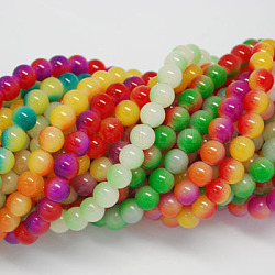 Spray Painted Glass Beads Strands, Two-tone, Round, Mixed Color, 8mm, Hole: 1mm, about 104pcs/strand