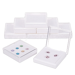 Benecreat 10 Stück weiße Edelstein-Displaybox, Schmuckschatulle, Behälter mit transparenten oberen Deckeln für Edelsteine, Schmuck, Münzen, Kristall-Diamant-Accessoires-Display, 6.1x6.3x1.4 cm