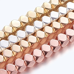 Non magnetici perle ematite sintetico fili, poligono, colore misto, 4x4x4mm, Foro: 1 mm, circa 98pcs/filo, 15.7 pollice (40 cm)