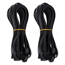 GORGECRAFT 11Yds 5mm Flat Genuine Leather Cord String Leather Shoelace Boot Lace Strips Cowhide Braiding String Roll for Jewelry Making DIY Craft Braided Bracelets Belts Keychains(Black)