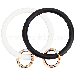 Llaveros brazalete de silicona gorgecraft, con anillas de resorte de aleación, la luz de oro, en blanco y negro, 115mm, 2 colores, 1pc / color, 2 PC / sistema