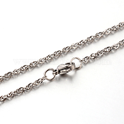 304 Stainless Steel Rope Chain Necklaces, Stainless Steel Color, 17.7 inch(45cm), 2mm