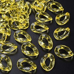 Transparent Acrylic Linking Rings, Quick Link Connectors, for Cable Chains Making, Twisted Oval, Yellow, 23.5x16.5x4.5mm, Inner Diameter: 6.5x13mm, about 666pcs/500g