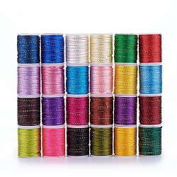 Polyester Cord, with Gold Metallic Cord, Chinese Knotting Cord, Mixed Color, 1.5mm, about 4.37 yards(4m)/roll