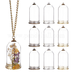 Benecreat 12 pièces couvercle cloche en verre, cloche, avec 12 cabochon en laiton et 12 pendentifs en forme de perles., couleur mixte, 26x2mm